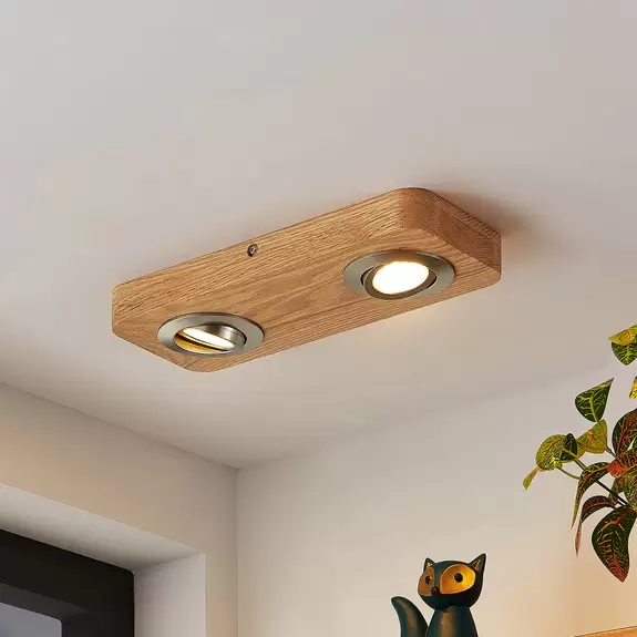 Lampenwelt Lindby Mikari LED-Deckenleuchte aus Holz, 2-fl Begrenzt auf 3 Tage