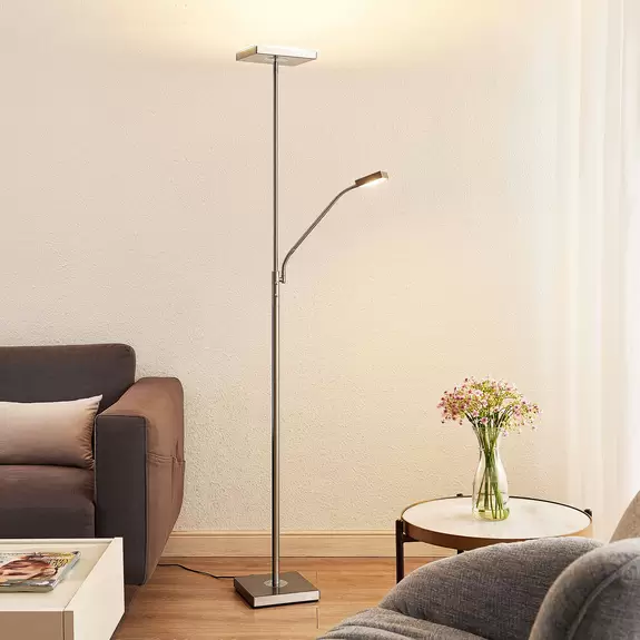 Lampenwelt Lindby Sumani LED-Stehleuchte, eckig, nickel Black Friday Preise