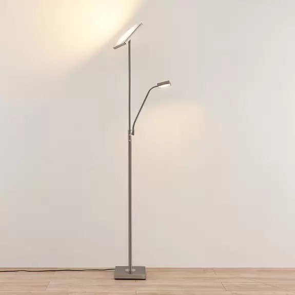 Lampenwelt Lindby Sumani LED-Stehleuchte, eckig, nickel Black Friday Preise