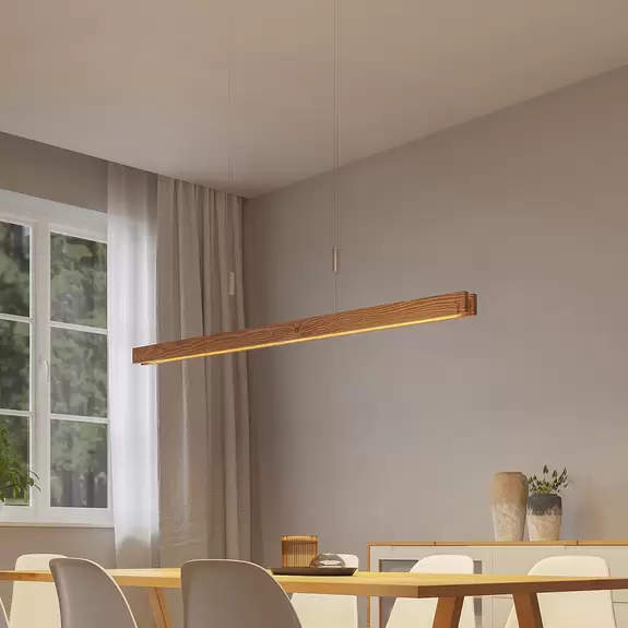Lampenwelt Lindby Alimara LED-Holz-Hängeleuchte, 138 cm zollfrei