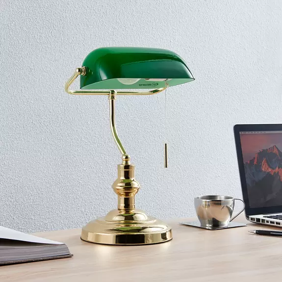 Lampenwelt Bankerlampe Milenka, messing poliert Angebote