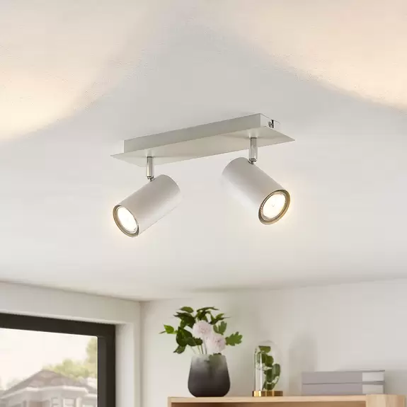 Lampenwelt Lindby Joffrey Deckenstrahler, 2-flammig, weiß Kostenloser Versand