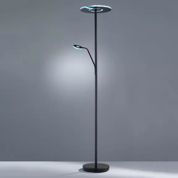 Lampenwelt LED-Stehleuchte Dent, schwarz, Metall, 180 cm, CCT, Lesearm Versandkostenfrei