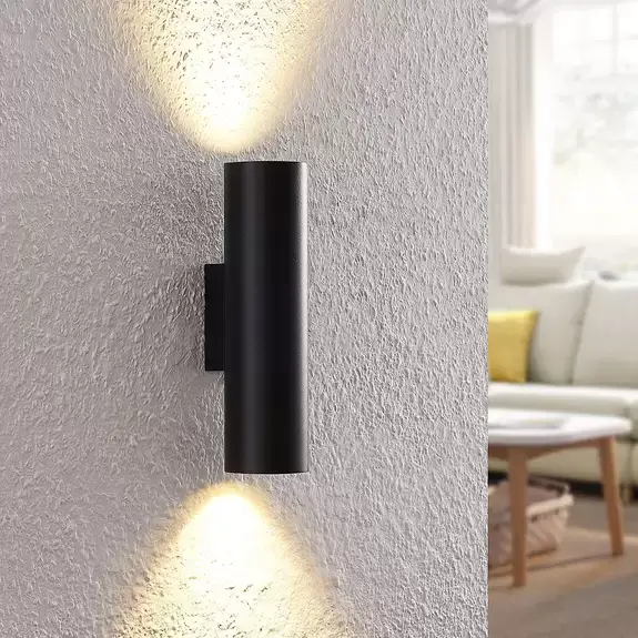 Lampenwelt Arcchio Wandleuchte Brinja, 2-flammig, schwarz, rund, GU10 Saisonschlussverkauf