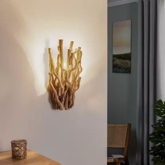 Lampenwelt Wandleuchte Agar mit Schirm aus Holz Osterangebot