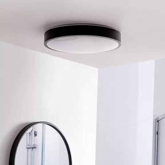 Lampenwelt Lindby LED-Deckenlampe Medon Ø 38 cm schwarz Kunststoff IP44 Muttertagsangebot