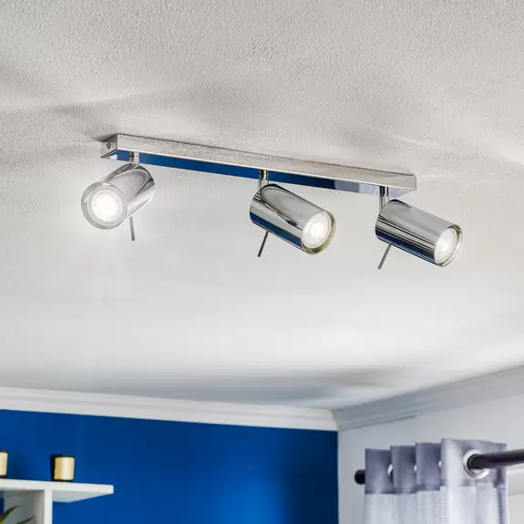 Lampenwelt Deckenspot Round, chrom, dreiflammig linear Online Outlet