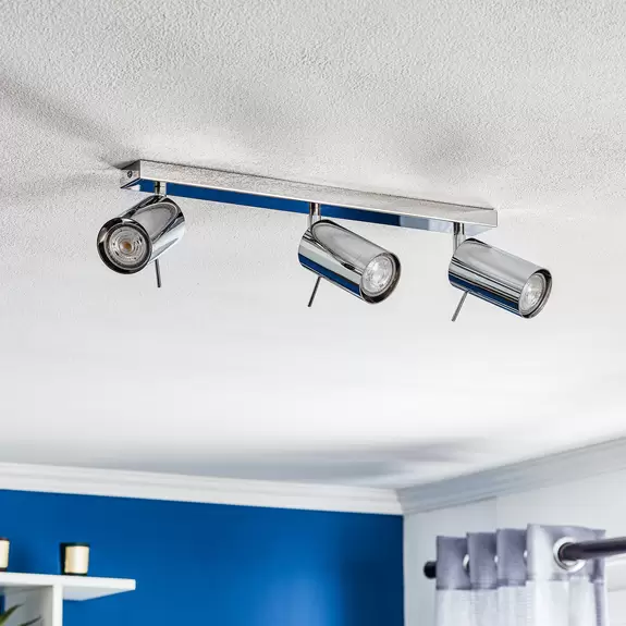 Lampenwelt Deckenspot Round, chrom, dreiflammig linear Online Outlet