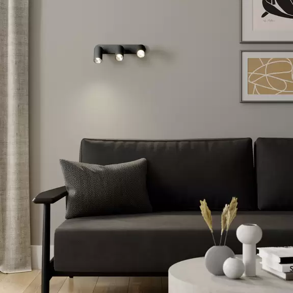 Lampenwelt Wandstrahler Eye Spot dreiflammig, schwarz Riesige Ersparnisse