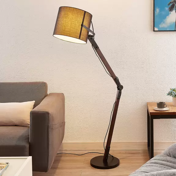 Lampenwelt Lindby Alsabet Stehleuchte mit Stoffschirm, E27 JETZT KAUFEN
