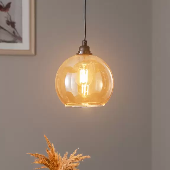 Lampenwelt Hängeleuchte Gold 020 1-flammig Glas Ø20cm zollfrei