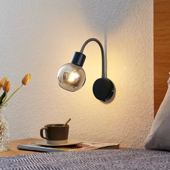 Lampenwelt Lindby Lioma Wandleuchte mit Flexarm, schwarz Auslauf