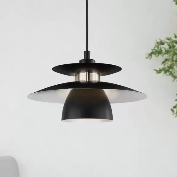 Lampenwelt Hängeleuchte Brenda, schwarz/nickel matt Angebote
