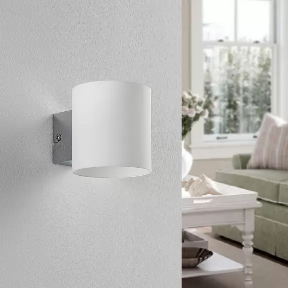 Lampenwelt Lindby Gerrit Wandlampe aus weißem Glas, rund Kostenloser Versand