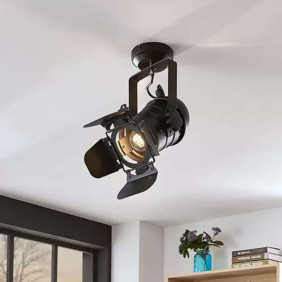 Lampenwelt Deckenspot Tilen 1-flammig mit Scheinwerfer-Design Versandkostenfrei