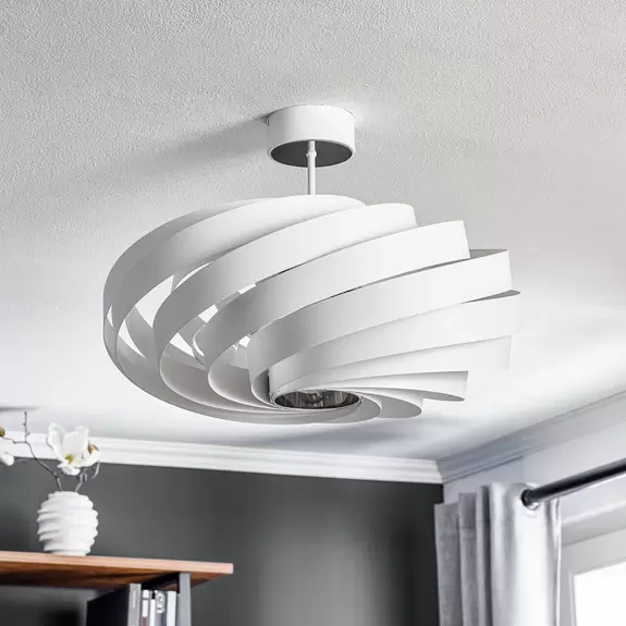 Lampenwelt Deckenleuchte Vento, weiß, Ø 60 cm, Metall, E27 Saisonschlussverkauf