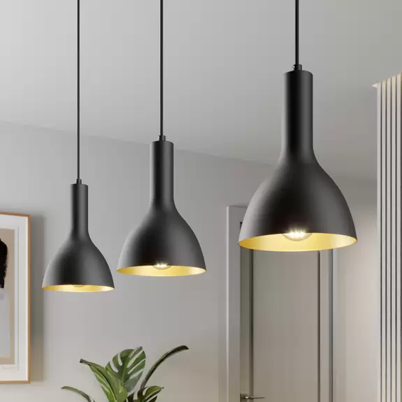 Lampenwelt Arcchio Cosmina Hängelampe, 3-fl. lang schwarz Exklusive Angebote