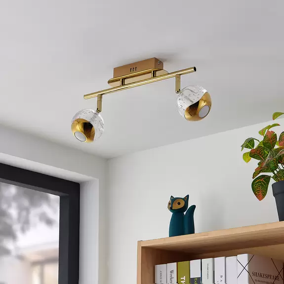 Lampenwelt Lucande Kilio LED-Deckenstrahler, 2-flammig, gold Nur noch ein Tag übrig