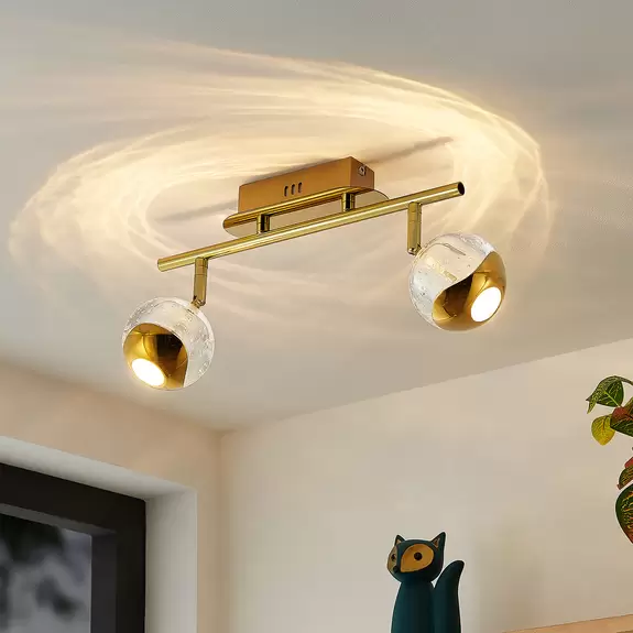 Lampenwelt Lucande Kilio LED-Deckenstrahler, 2-flammig, gold Nur noch ein Tag übrig
