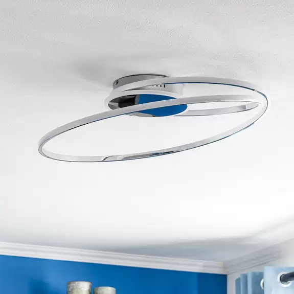 Lampenwelt Lindby Dorle LED-Deckenleuchte, chrom, Ø 60 cm Online