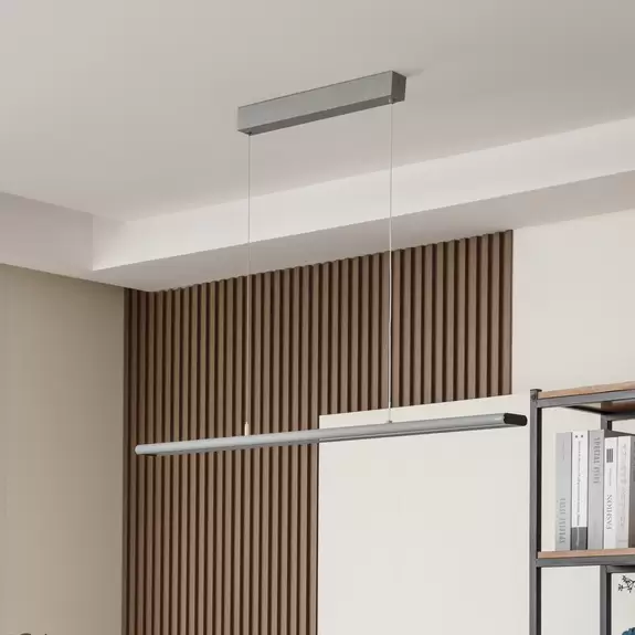 Lampenwelt Prios Zyair LED-Büro-Hängeleuchte silber DALI Vatertagsangebot