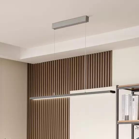 Lampenwelt Prios Zyair LED-Büro-Hängeleuchte silber DALI Vatertagsangebot