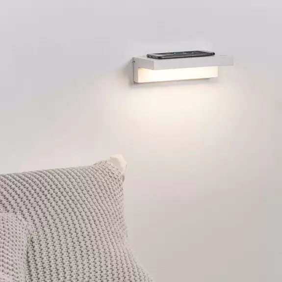Lampenwelt LED-Wandlampe Well, USB+Wireless Charger, weiß Neueste Stile