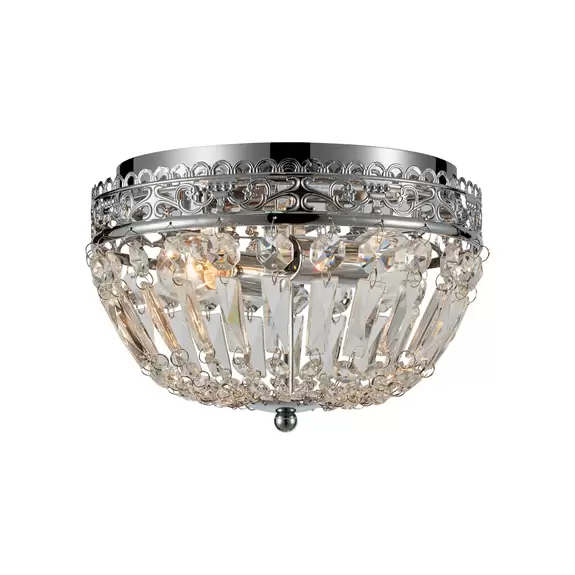 Lampenwelt Deckenlampe Etienne Glaskristalle Ø 25cm chrom Bis zu 50% Rabatt