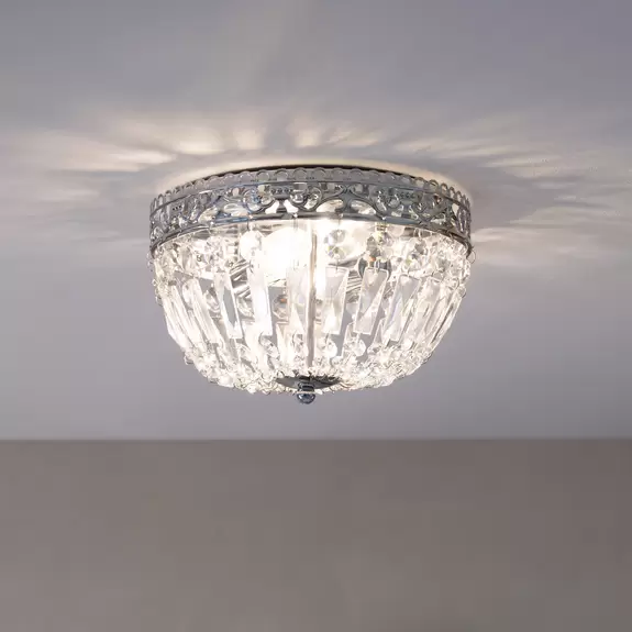 Lampenwelt Deckenlampe Etienne Glaskristalle Ø 25cm chrom Bis zu 50% Rabatt