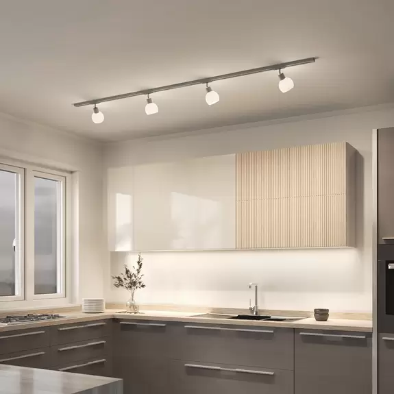 Lampenwelt Lindby 1-Phasen-Schienensystem Linaro, E14, silber, 4-flg Bis zu 60% Rabatt