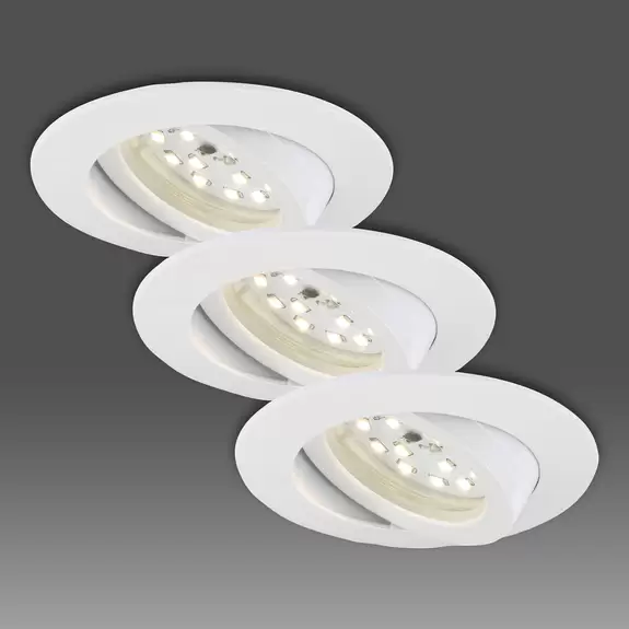 Lampenwelt Weißer LED-Einbaustrahler im 3er-Set - schwenkb Schlussverkauf