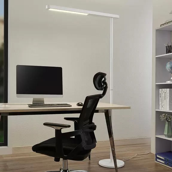 Lampenwelt Prios Jalima LED-Office-Stehleuchte, weiß Sonderangebot