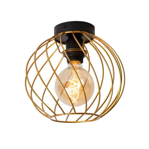 Lampenwelt Deckenleuchte Danza, Käfigschirm, Ø 25 cm, gold Muttertagsangebot