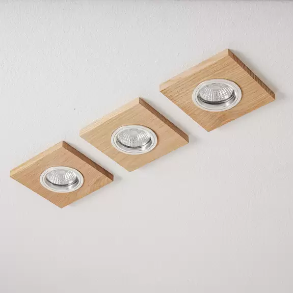 Lampenwelt Deckeneinbauleuchte Vitar, Holz, eiche, 9,5 x 9,5cm, 3er-Set Neueste Stile