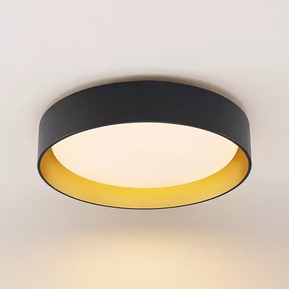 Lampenwelt Lindby Gracjan LED-Deckenleuchte CCT schwarz gold 50% Rabatt für begrenzte Zeit