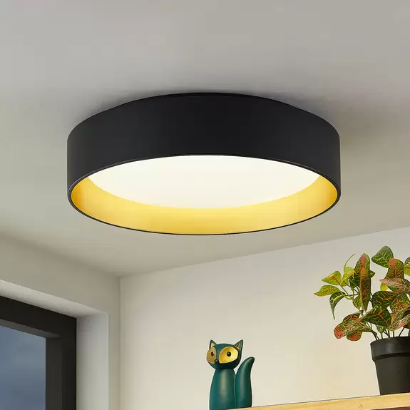 Lampenwelt Lindby Gracjan LED-Deckenleuchte CCT schwarz gold 50% Rabatt für begrenzte Zeit