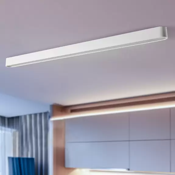 Lampenwelt Deckenleuchte Soft, 125 x 6 cm, weiß, Aluminium, G13 Outlet