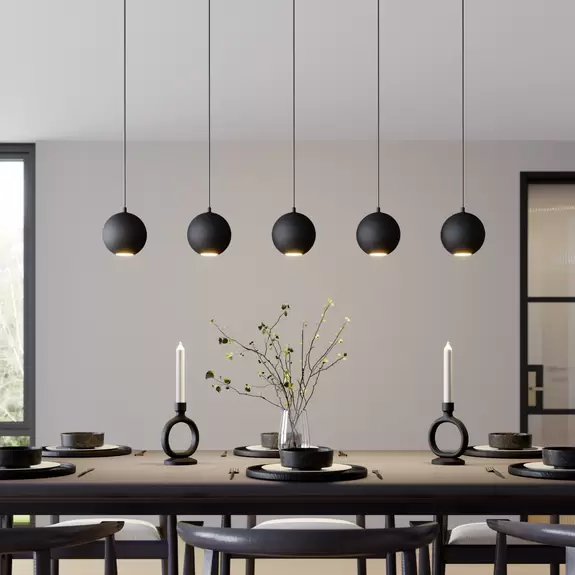 Lampenwelt Pendelleuchte Midnight ganz in Schwarz 5-flammig Auslauf
