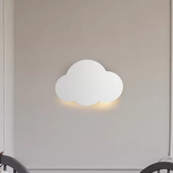Lampenwelt Wandlampe Cloud, weiß, Stahl, indirektes Licht, 38 x 27 cm Hotsell