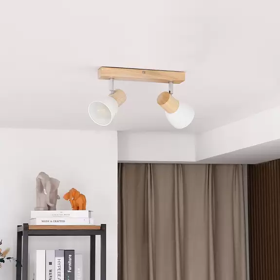Lampenwelt Holz-Deckenlampe Thorin, zweiflammig Sonderangebot