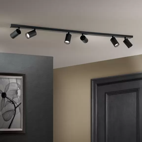 Lampenwelt Deckenstrahler Sean sechsflammig, schwarz Flash Sale