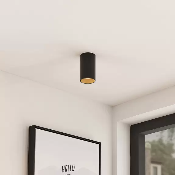 Lampenwelt Arcchio Downlight Brinja, schwarz/gold, starr, rund, GU10 Begrenztes Angebot