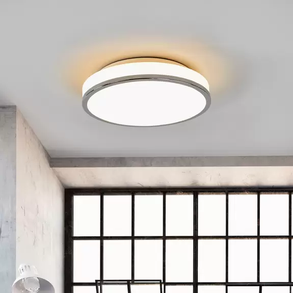 Lampenwelt Runde LED-Deckenlampe Lyss mit Chromrand, IP44 Cyber Monday