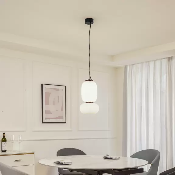 Lampenwelt Lucande LED-Hängeleuchte Lucya, 2-flg., Glas, weiß, 43 cm Jubiläumsangebot