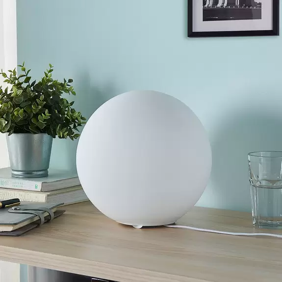 Lampenwelt Kugelförmige Glastischlampe Marike, weiß Heißer Verkauf