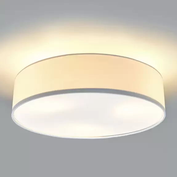 Lampenwelt Lindby Deckenleuchte Sebatin, Ø 50 cm, creme, Stoff, E27 Top Angebot