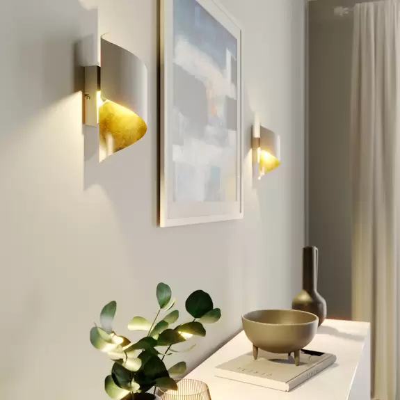 Lampenwelt Lindby Wandleuchte Desirio, weiß, goldfarben, G9, Metall Neuheiten
