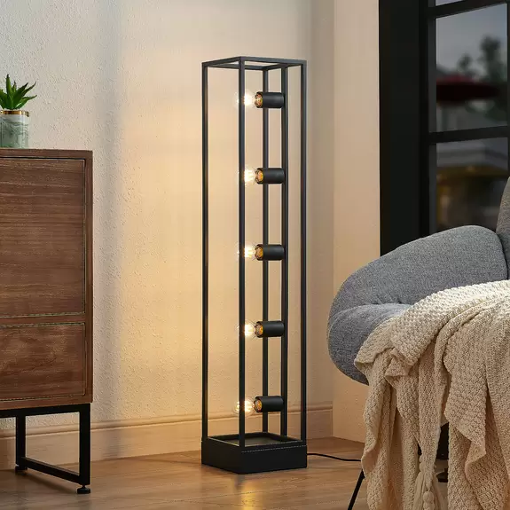 Lampenwelt Lindby Xamara Stehlampe, Rahmen, schwarz, 5-fl Wochenangebot