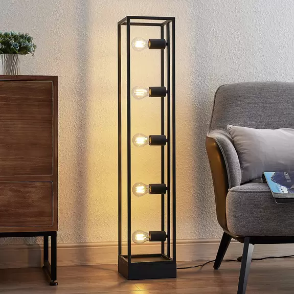 Lampenwelt Lindby Xamara Stehlampe, Rahmen, schwarz, 5-fl Wochenangebot