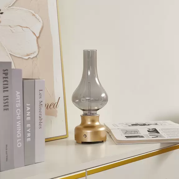 Lampenwelt Lindby LED-Akkutischleuchte Maxentius goldfarben Glas Dimmer Zeitbegrenzte Promotion